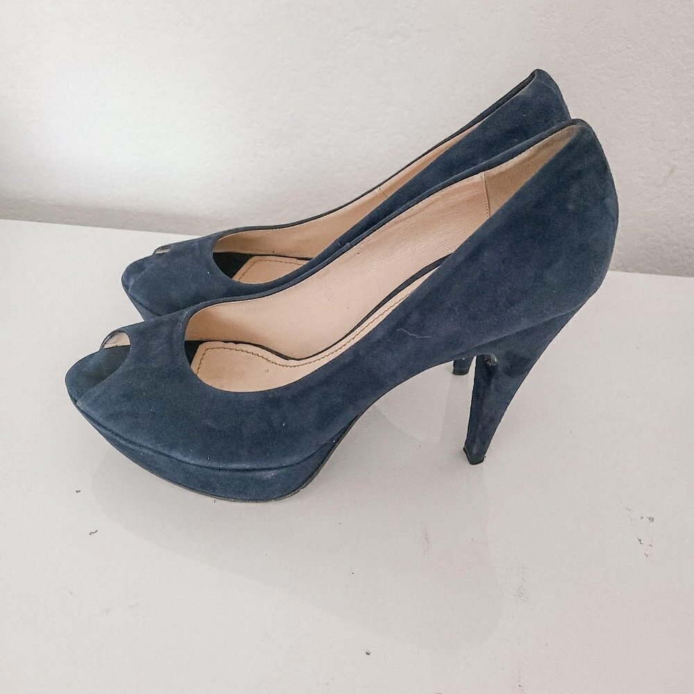 Gastone Lucioli Blue Platform High Heel Pumps 40.5 - Picture 2 of 8